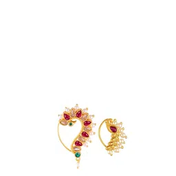 Vighnaharta Set Of 2 Gold-Plated Pearls Beaded Ring Nosepin-picture-35