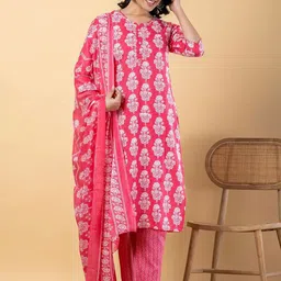 Readiprint Floral Printed Straight Kurta with Trouser & Dupatta image 4