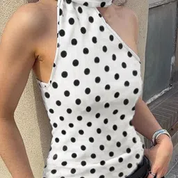 StyleCast x Revolte Women Polka Dot Print One Shoulder Top image 3