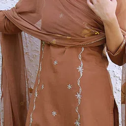 KALINI Women Ethnic Motifs Embroidered Regular Thread Work Kurta with Trousers & With Dupatta image 4