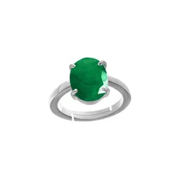 RRVGEM 10.50 KT Silver Plated Emerald Gemstone Panna Ring-picture-19