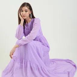 aayu Puff Sleeve Georgette Maxi Dress image 3