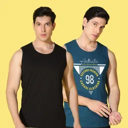 WOOSTRO Men Pack of 2 Typography Printed Round Neck T-shirts image 5