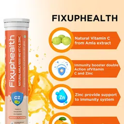 Fixuphealth Calcium 500mg Effervescent - 20 Tablets & Natural Amla 1000mg Vit C- 20Tablets image 2