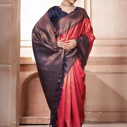 KALINI Woven Design Zari Silk Blend Kanjeevaram Saree image 5