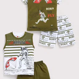 Mars Infiniti Kids Pack Of 2 Printed Round Neck Pure Cotton T-shirt With Shorts-image-30