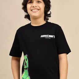 Kids Ville Boys Minecraft Printed Pure Cotton Crew Neck T-Shirt-picture-17