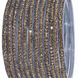 ZULKA Set Of 12 Glass With Zircon Gemstone Studded Glossy Finished Bangles-picture-29