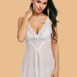 ZERJAMA Self Design Shoulder Straps Straight Baby Doll With Brief-picture-21