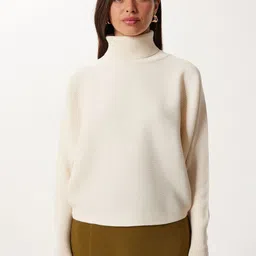 Happiness istanbul Women Ribbed Turtle Neck Long Sleeves Pullover-picture-15