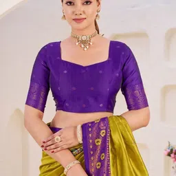 BAFNA MENS WEAR Ethnic Motifs Embroidered Art Silk Banarasi Saree image 4