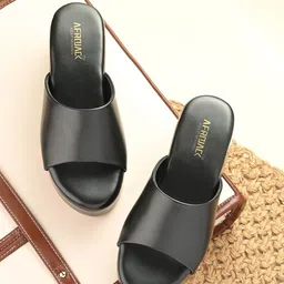 AfroJack Women Solid Open Toe Synthetic Leather Wedge Sandals-picture-35