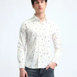Flying Machine Men Manhattan Conversational Printed Cotton Slim Fit Casual Shirt-image-7