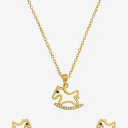 Kushal's Fashion Jewellery Gold-Plated Zircon-Studded Copper Jewellery Set image 2