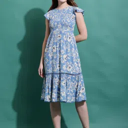 DEBONATELLA Floral Printed Fit & Flare Dress-image-3