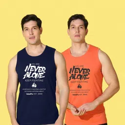 WOOSTRO Men Pack of 2 Typography Printed Round Neck Slim Fit Printed T-shirts image 4