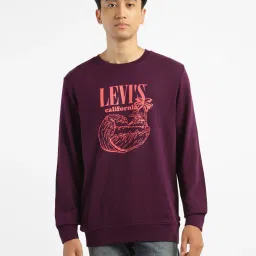 levi's Men's Brand Logo Purple Crew Neck Sweatshirt-picture-13