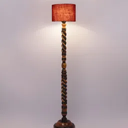 Devansh Brown & Maroon Wooden Floor Lamp image 5