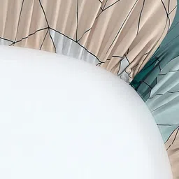 Star Weaves Green & Peach Printed Cotton 300 TC Fitted King Bedsheet Set 1.82 m x 1.98 m image 2