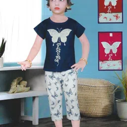 jy traders Girls Printed T-shirt with Capris image 2
