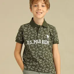U.S. Polo Assn. Kids Boys Conversational Printed Polo Collar Cotton Regular Fit T-shirt-picture-42