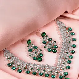 Atasi International Silver-Plated Stone Studded Jewellery Set-picture-34