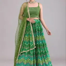ETHNIC PLUS Women Embellished Sequinned Ready to Wear Lehenga & Blouse With Dupatta-picture-25