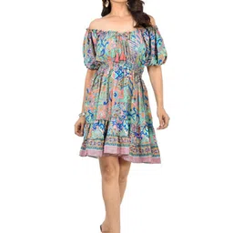 ADC SHEMONA Women Bohemian Print Off-Shoulder Fit & Flare Midi Dress image 5