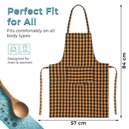 Kuber Industries Mota Check Design Cotton Apron With Front Pocket image 2
