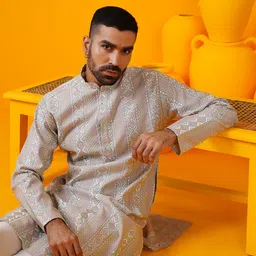 SOJANYA LUXE Men Regular Thread Work Kurta with Trousers-picture-4
