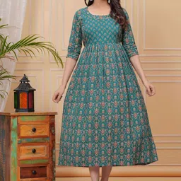 FASHION SWAG Women Ethnic Motifs Printed Cotton Maternity Fit and Flare Dress-picture-22