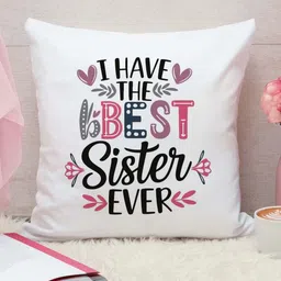 THE QUIRKY HOME White & Black Printed Square-Shaped Rakshabandhan Gift Pre-Filled Cushion-image-90