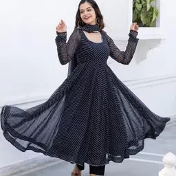 manijayfab Applique Georgette Stitched Anarkali Gown image 4