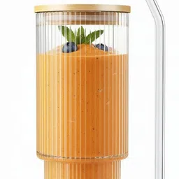Premium Smoothie Cup with Bamboo Lid & Straw – Elegant Glass Tumbler Glass Tumbler-image-4