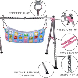 a to z hub foldable Baby Cradle/ghodiyu/Swing/jhula With mosquito net Hammock cloth image 4