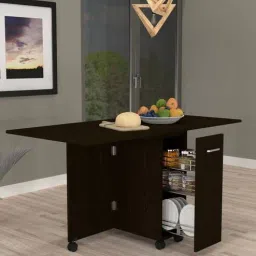 specialitypanels Adam 6 Seater Folding Table in Chiyoda Wenge Finish with Crockery unit & Storage-picture-13