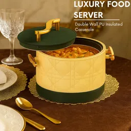 fable Double Wall PU Insulated Hot Pot Inner Steel & Outer Plastic With Lid | Premium Pack of 2 Serve Casserole image 4