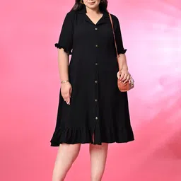 prettyplus by desinoor.com Women A-line Black Midi/Calf Length Dress-picture-11
