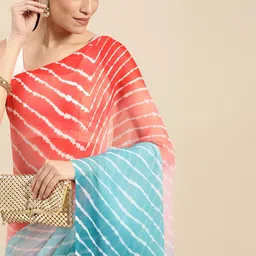 Rani Saahiba Blue & Red Leheriya Saree-image-73