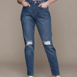 The Roadster Life Co. Women   Mom Fit Highly Distressed Light Fade Stretchable Jeans-picture-32