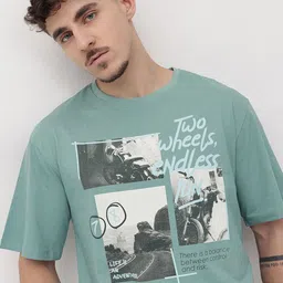 The Roadster Life Co. Men Printed Pure Cotton Relaxed Fit T-shirt-picture-47