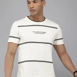 U.S. Polo Assn. Denim Co. Pure Cotton Striped Slim Fit T-shirt image 1