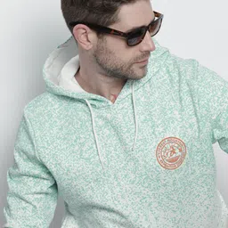 The Indian Garage Co Men Blue & White Printed Hooded Sweatshirt-picture-39