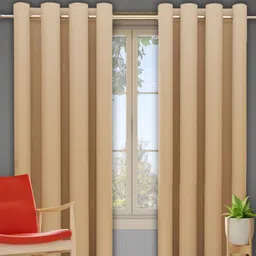 DREAM CARE Beige 2 Pieces Black Out Long Door Curtains-picture-21