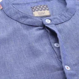 Taavi Men Ikat Print & Geometric Woven Design Thread Work Pure Cotton Kurta with Trousers image 5