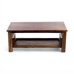 Ikiriya Coffee Brown Wooden in Teak Finish Rectangle Coffee Table image 5