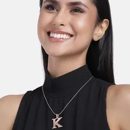 Estele Rose Gold-Plated Alphabet K Pendant With Chain-image-0