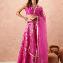 all about you Foil Print Ready to Wear Lehenga & Blouse With Dupatta image 1