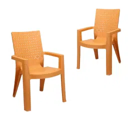 Maharaja Matrix Arm Rest Plastic Chair Amber Gold for Home, Office (Set of 2)-picture-20