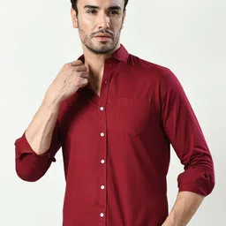 PEBCO Men Classic Spread Collar Solid Cotton Slim Fit Casual Shirt-picture-15